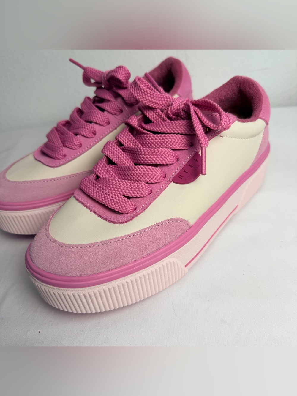 Reef Women's Pink and Cream Platform Casual Sneaker - Picture 9 of 10